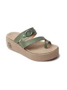 Carlton London Sports Women's Cl-sb-w-21 Comfortable Flatform Heel Green Sandal-3 Kids UK