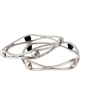 Shyle 925 Sterling Silver Bangle/Bracelet, Adya Matte Versatile Bangle,Well Stamped with 925,Traditional Silver Chudi, Handcrafted Silver Oxidized Bangle Kada, Womens Accessory (2'12)