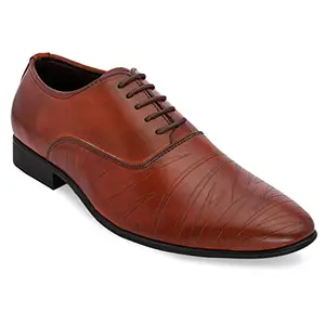 San Frissco Men's Formal Shoes with Textured PU Sole/Comfortable Cushioned Footbed Pain Free Shoes for Office, Party and Wedding/Lightweight and Comfortable Oxford Lace Up Shoe - 10 (Cherry)
