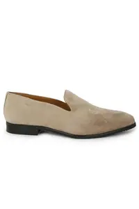 Louis Philippe Men Beige Leather Slip Ons