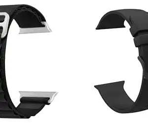 ACM Pack of 2 Watch Strap Slide 42mm 44mm 45mm 46mm 49mm Nylon & Silicone Belt compatible with Fire-Boltt Vogue Bsw132 Bsw133 Smartwatch Sports Hook with Color Hook Band (Black)