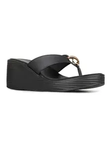 Inc.5 Womens Black Solid Round Toe Wedge Heel Sandals
