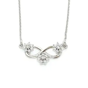 SILVER ELEGANCE Sterling Silver Infinity Floral Pendant | Crystal Rhinestone Flower Design | 925 Silver Chain | Stylish Silver Jewellery Festive Collection