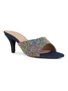 Inc.5 Women Navy Party And Club Wear Solid Round Heeled Sandals Euro-39