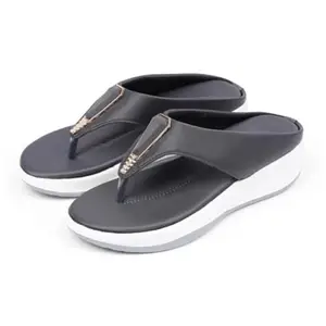 Maria Footwear Women's Stylish Floral Flip-Flops | Comfortable Slippers with Cusion soft botom Sole 5028 (Grey, UK Footwear Size System, Adult, Women, Numeric, Medium, 4)