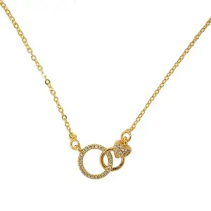Jaipur House Round Heart Design Gold Plated Pendant With Chain