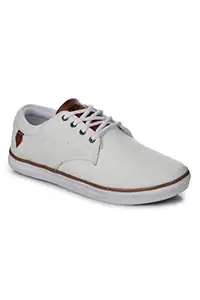 Action Shoes Men's White Running Shoes - 6 UK (41 EU) (CNV-102-WHITE-TAN)