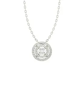 CLARA 925 Sterling Silver Rhodium Plated Halo Pendant Necklace with Chain Gift for Women and Girls