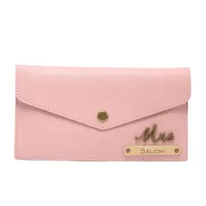 Custom karigar Personalized Name & Charm Leather Womens Wallet | Personalise Customized Wallet Gifts for Women (Baby Pink)