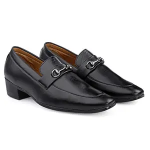 BXXY Men's Black Height Increasing Formal Slip-On Shoes-6 UK
