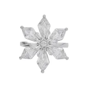 Kushal's Fashion Jewellery White Rodium Plated Casual Trendy Zircon Finger Ring - 428492