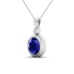 UrusGems Beautiful Blue Sapphire Pendant Silver Real Neelam Stone Pendant Original Certified AAA Grade Neelam Locket Astrological Pendant For Men & Women