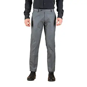 Dennis Lingo Men's Solid Grey Slim Fit Formal Trousers (30)
