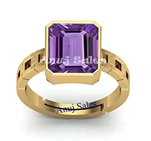 ANUJ SALES 14.25 Ratti 13.25 Carat Amethyst Stone Gold Plated Adjustable Ring Original and Certified Natural Katela/Jamunia