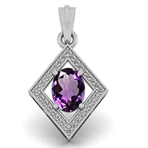 2.00 Ratti/1.50 Carat Natural Amethyst Gemstone Pendant Silver Plated For Women And Men (ASD-SD-11_Baz)