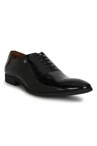 Louis Philippe Men Black Leather Oxford Shoes Euro- 42