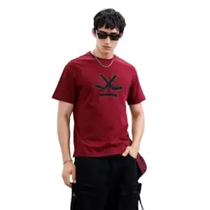 WROGN Men's 100% Cotton T-Shirt | Applique Detail | Oversized Fit