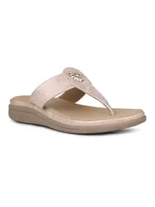 Inc.5 Women Peach Daily Textured Round Flats Euro-40