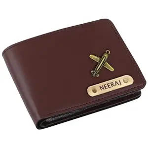 NAVYA ROYAL ART Personalised Customized Leather Wallets with Name and Charm - Brown01