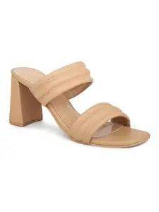 INC.5 Women Beige Textured Block Heels