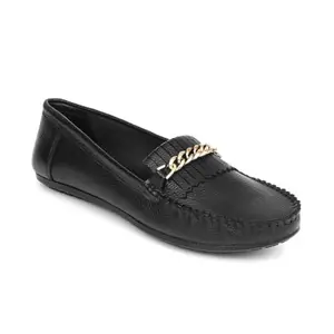 Zoom Shoes Premium Leather Comfortable Lightweight Bellies for Women with Rubber Sole Ideal for Casual Wear Black