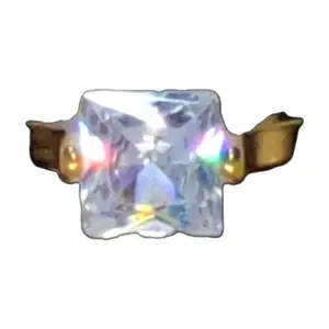 Prisha Arts 2506 Artificial Gold-Tone Statement Ring with Square Crystal