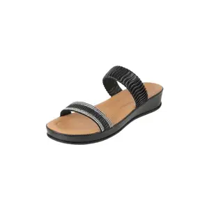 Metro Women Black Wedge Heel Comfort Slip-on Sandal UK/4 EU/37 (44-165)