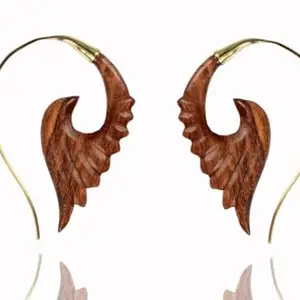 The Jaipur Shop Handcrafted Wooden Wing Earrings