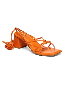 GNIST Orange Elegant Strappy Tie up Block Heel (36EU)