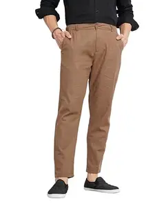 Celio Men Brown Solid Regular Fit Linen Trousers (3596656070940, Brown, 34)