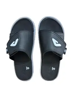 ADDA (LABEL) ADDA ADMIRAL-1 || Durable & Comfortable || TPR Sole || Lightweight || Fashionable || Super Soft || Outdoor Slipper & FlipFlop's for Men's (BLACK/LT.GREY, UK Footwear Size System, Adult, Men, Numeric, Medium, 9)