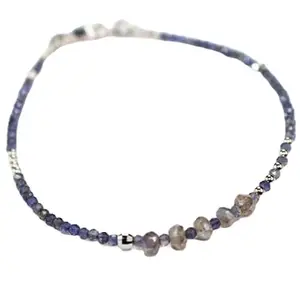 RRJEWELZ Iolite & Labradorite bracelet for men & women - 2-4mm Rondelle Faceted beads - 7 Inch with Silver plated clasp – Healing, Fashion, Gift, Spiritual, Yoga|LCBR_RR_07861