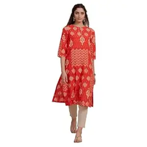 BIBA Women Cotton Printed Straight Kurta