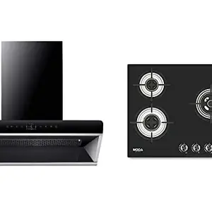 MODA Germany PARADISE-90 Wall Mount Kitchen Chimney with 60 cm 3-Burner Cooktop (1300 m3/h, Filter Less, 3 Speed Gesture and Touch Controlled With Auto Opening, Auto Clean Technology, Oil Collector Cup)