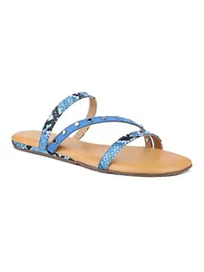 Inc.5 Women Blue Printed Open Toe Flats