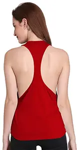 THE BLAZZE 1005 Women's Gym Vest Tank Top Camisole Women Spaghetti Racerback Crop Top Active Wear Yoga Workout Top (X-Large(36�-38"), C - Red)