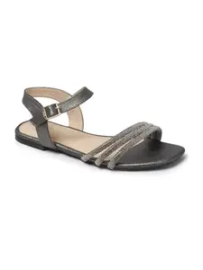 ELLE Women Sandal,Gunmetal,UK-3