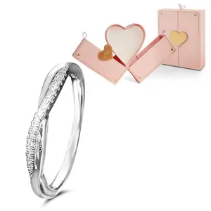 Peora American Diamond Studded Silver Plated Ring Size US 7 Valentine's Day Gift for Women & Girls with Light Pink Jewellery Box|Mothers Day Gifts for Mom