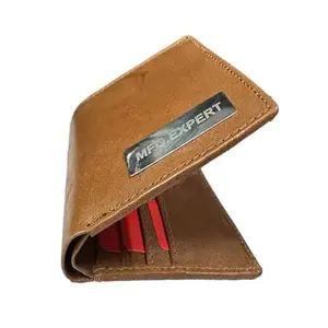 MFG EXPERT Tan Genuine Leather Wallet for Men | 2 Secret Compartments | Bifold Leather Wallet with 6 Credit Card Holder Slot | 3 Seperate for Each Slot