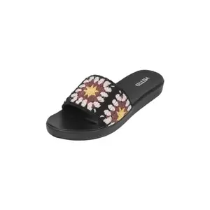 Metro Women Black Slide Ethnic/Fashion Sandal UK/8 EU/41 (41-256)