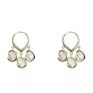 Vembley Korean Round Opal Stone Spiral Cat Eye Drop Earrings For Women/Girls