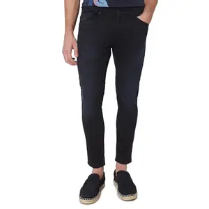 MUFTI Mens Black Ankle Length Jeans