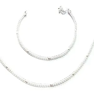 Shree Shobha Collection Silver Anklet Payal for Girl & women's (size-10.5 inch, weight- 33g)