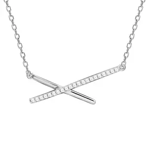 GIVA 925 Sterling Silver Semi Studded Cross Pendant With Link Chain | Necklace to Gift Women & Girls | With Certificate of Authenticity and 925 Stamp | 6 Month Warranty*
