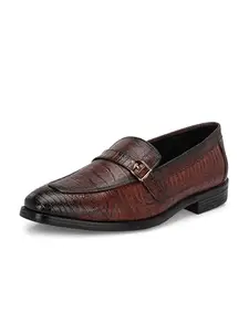 EL PASO Brown Faux Leather Mocasin Formal Slip On Shoes for Men - 7 UK