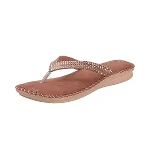 Metro Women Peach Synthetic Leather Comfort Chappal UK/6 EU/39 (44-1679)