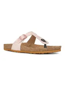 Inc.5 Womens Peach Casual Solid T-Strap Flat Slip-On Sandals