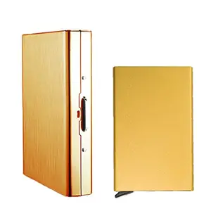 Stealodeal 8 Slot Rosegold Metal with Gold Pop-up RFID Blocking (Unisex) Card Holder (Combo of 2)
