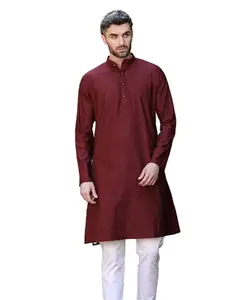 ETHNICX Men Kurta - Wine Colour Cotton Lycra Kurta, Lightweight and Comfortable, Perfect for Indian Occasions Medium, Kurta with Pajama(Polo Pant)