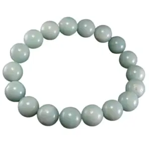 RRJEWELZ Natural Azumar 12mm Round Shape Smooth Cut Beads 7.5 Inch Stretchable Bracelet For Men & Women. Unisex Bracelet For Healing, Meditation, Prosperity, Gift & Luck|STBR_RR_10116_7.5